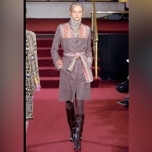 Rare Matthew Williamson 2005 Runway Military Wool Coat | Paisley Print Trench 12